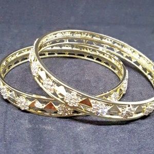 18K Gold Plated Bangle CZ Bollywood Size 2.8